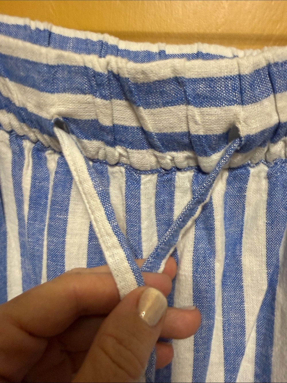 Ava & Viv 1X Blue White Striped Linen Blend Wide Leg Pants - Picture 5 of 10